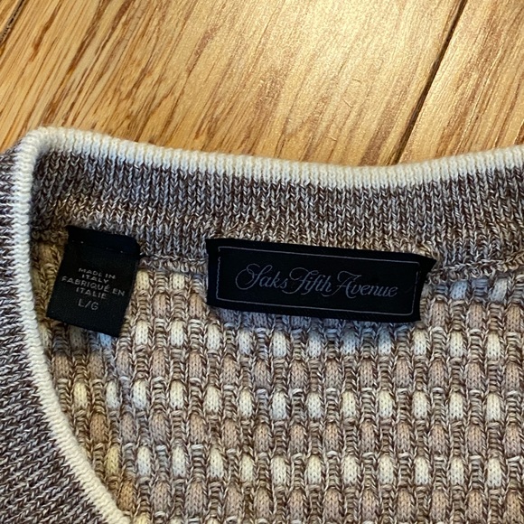 Saks Fifth Avenue Made in Italy tan and cream sweater - Picture 4 of 8